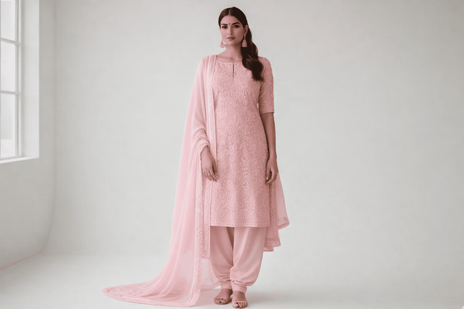 Woman in pink lehenga