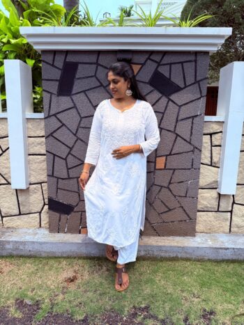 pure cotton chickankari co ord set MD11