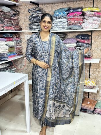 Ambika neck semi modal muslin 3pc set MD09