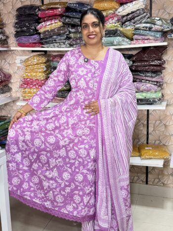 Paneled anarkali cotton churidhar set MD28
