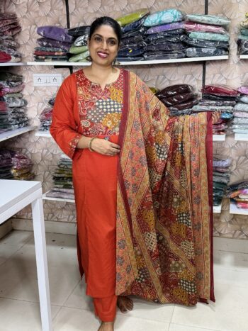 Pure cotton Ajrakh/kalamkari 3 pc set MD50