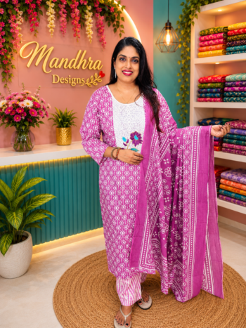 Batik cotton churidhar set MD92